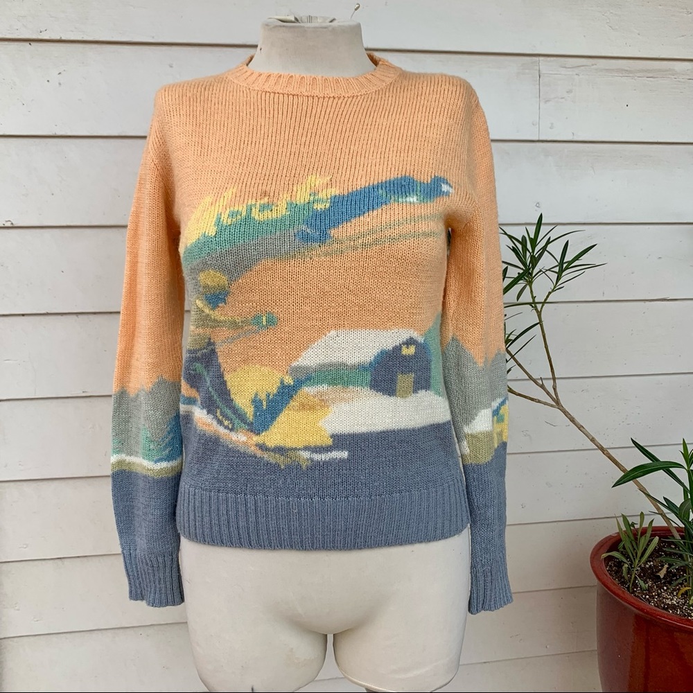 Vintage Betsey Johnson RARE 70s Star Ferry Michael Milea wool Crewneck sweater ⛷